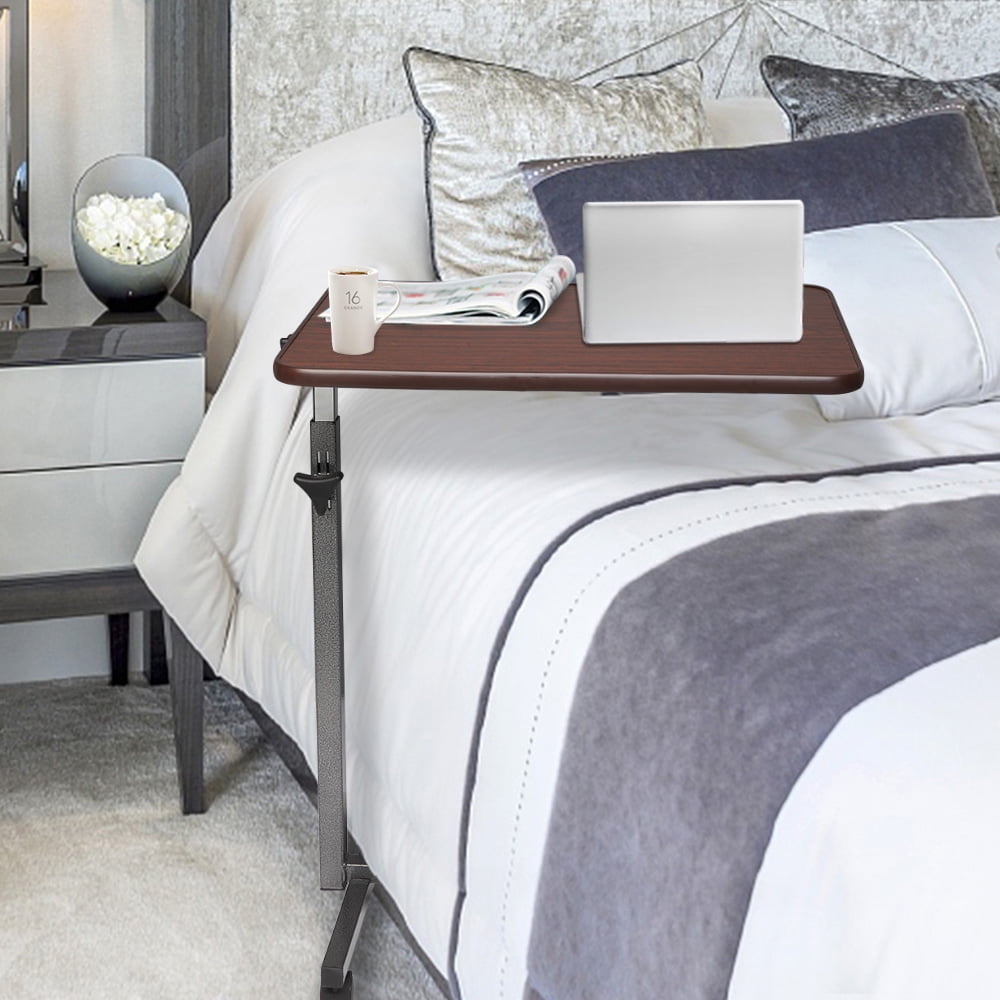 Overbed Bedside Table, Adjustable Height&Tilt End Table with Wheels