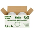 thumbnail image 3 of Betta 6-Inch Disposable Plastic Dessert Plates, White, 800 Count, Bulk Case, Microwave Safe (8 Pack Per Box x100), 3 of 7