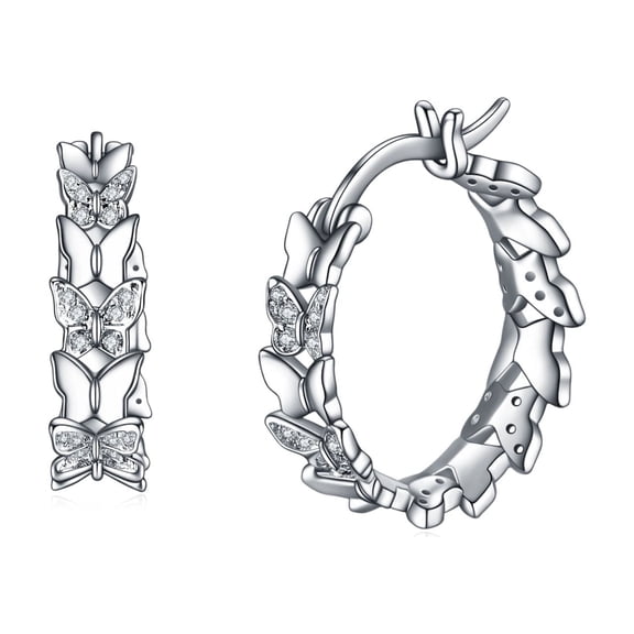 925 sterling silver butterfly Dangle Earrings 13mm small ear loops, butterfly jewelry, a gift for a lady. A jewelry gift for her