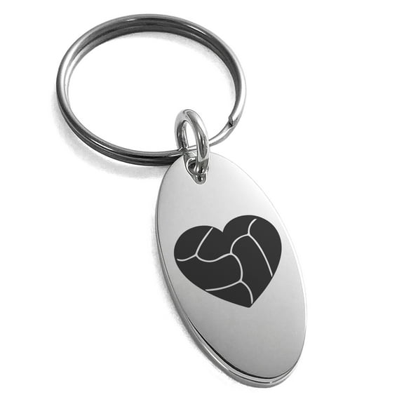 Stainless Steel Love Volleyball Heart Engraved Small Oval Charm Keychain Keyring