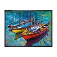thumbnail image 1 of Designart Trois bateaux dans le port ART MURAL À CADRE FLOTTÉ, 1 of 4