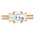 thumbnail image 4 of 1.88 ct Emerald Cut White Sapphire 3 Stone 18K Rose Gold Womens Engagement Ring, 4 of 5