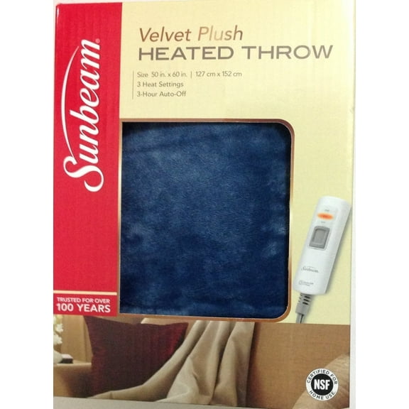 VCT Velvetplush Royal Blue Velvet Plush Electric Blanket, Throw