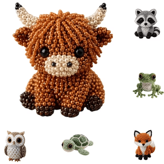 DIY Beading Kit for Adults Beginners Cute Bead Animal Craft Set Colorful Beads Jewelry Making Art Craft Kit Handmade Gift