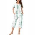 thumbnail image 2 of Rbaofujie Ensemble de Pyjama Short pour Femme, Col Rond, Imprimé, T-Shirt de Nuit à Manches Courtes et Ensemble Pantalon, Tenue d'Intérieur, Pyjamas avec Poches, Ensemble de Pyjama, 2 of 7