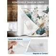 thumbnail image 5 of No Hook Shower Curtain with Snap-in Liner, Teal Tulip Butterfly Waterproof Fabric Bathroom Curtains, Beige Turquoise Floral Grey Wooden Bath Curtains & Mesh Top Window Stand Up Stall 36"x72", 5 of 9