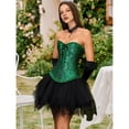 thumbnail image 4 of Tops de Corsé para Mujer, Lencería Moldeadora con Bustier, Body Push Up con Cintura de Encaje Negro y Verde M, 4 of 10
