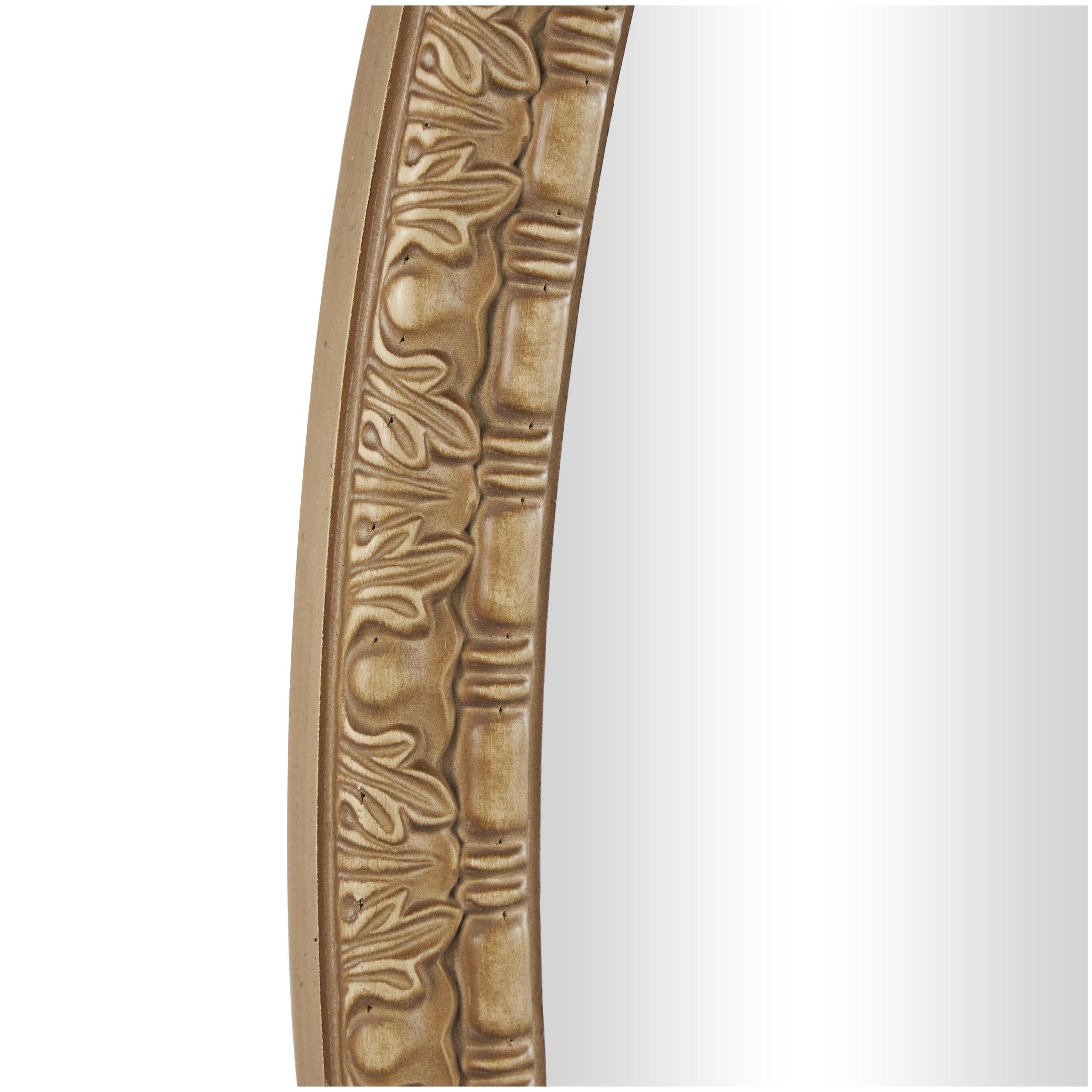 DecMode 47" x 47" Brown Carved Leaf Wall Mirror