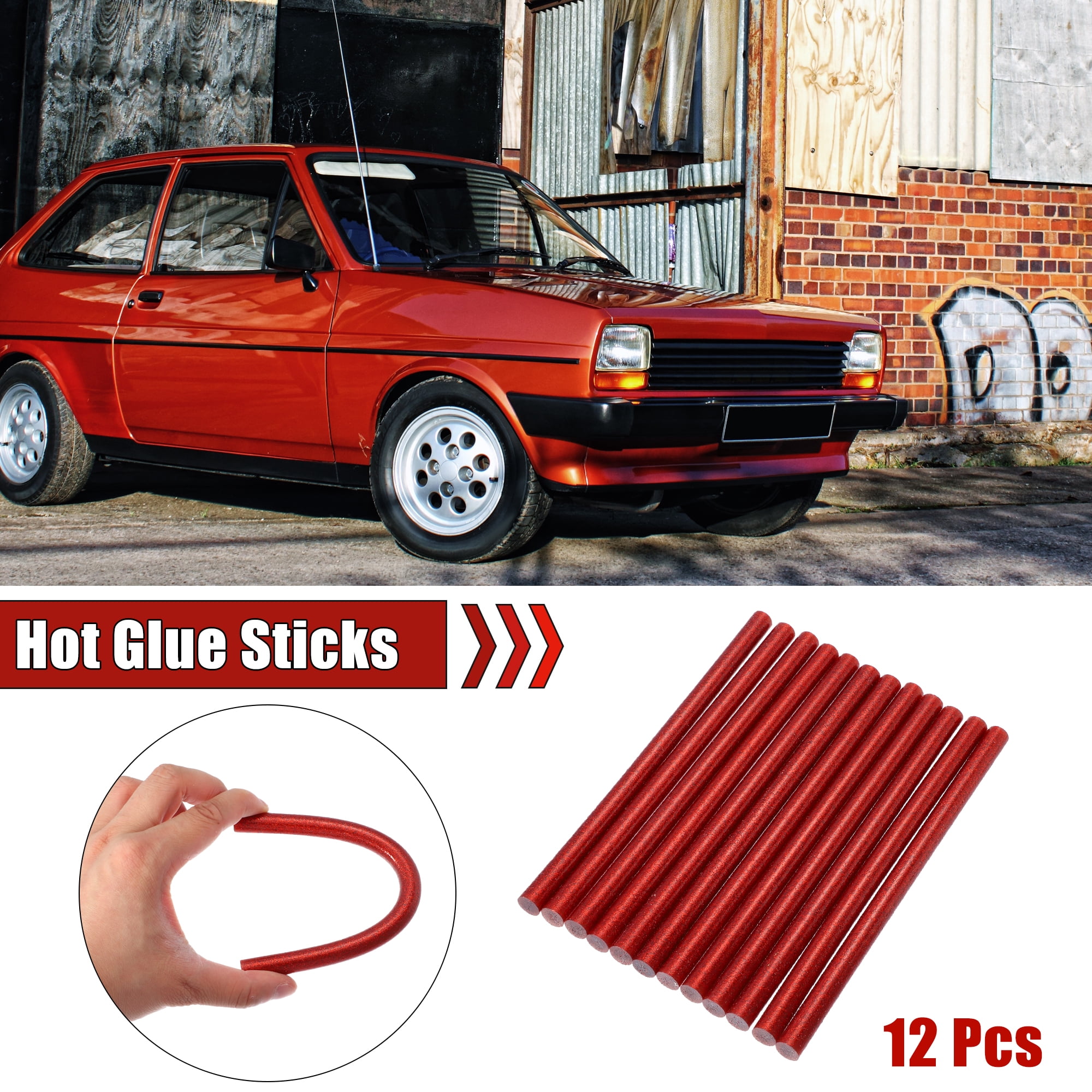 Unique Bargains 12pcs 11 x 200mm EVA Bling Paintless Dent Repair Hot Melt Glue Red