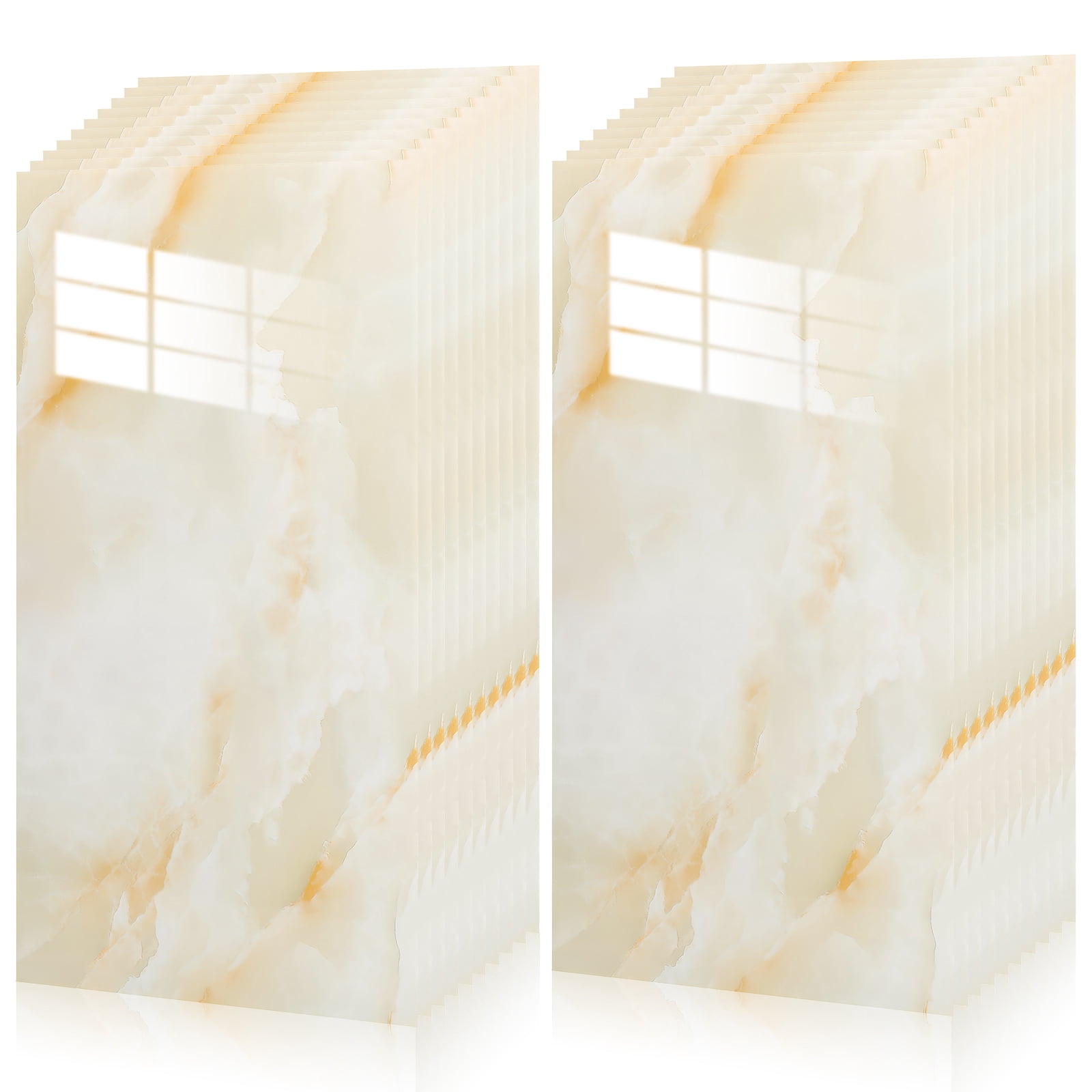 FENGGUIQU 20Pcs 23.58"x11.79" Wall Panels Self-Adhesive Waterproof Marble Pattern Wall Modern Stickers for Bathroom Kitchen Decor