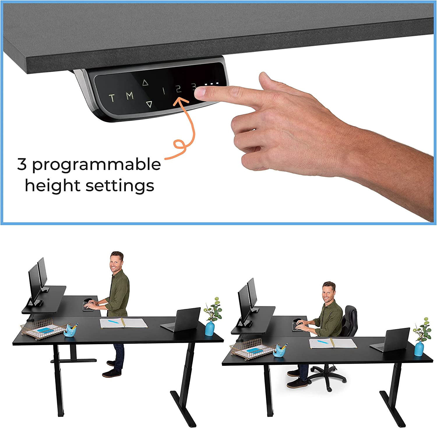 Stand Steady Tranzendesk Power | Extra Large 71 Inch Electric L-Shaped Standing Desk | Giant Corner Stand Up Desk & Sit Stand Workstation| Ergonomic Computer Desk Fits 4 Monitors (Black / 71")