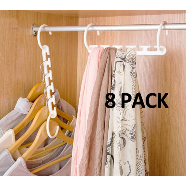 Closet Organizer Space Saving Clothes Hangers Plastic Dorm Room Essentials 8 Pack Magic