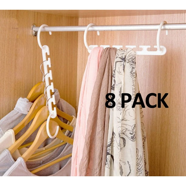 Closet Organizer Space Saving Clothes Hangers Plastic Dorm Room Essentials 8 Pack Magic Hangers For Skirt Pants Shirts Trousers Free Eyeglass Pouch By Juniper S Secret Walmart Com Walmart Com