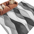 thumbnail image 3 of 5x8Ft Area Rugs Gray Stripes Non-Skid Rubber Backing Large Rectangle Rugs - Living Room Bedroom Home Office, Vintage Farmhouse Greyish Ripple Pattern Indoor Floor Mat Carpets Washable Rug, 3 of 9