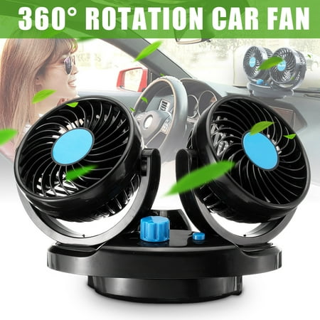 Portable 360° Dual Head Car Auto Cooling Oscillating Ventilation Air Fan 2 Speed In Vehicle Fan Dash Mount For Car Alternative 12V (Best Portable Car Lift)
