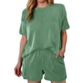 thumbnail image 1 of Conjunto de 2 piezas para mujer: top de cuello redondo y manga corta y pantalones cortos holgados, 1 of 8