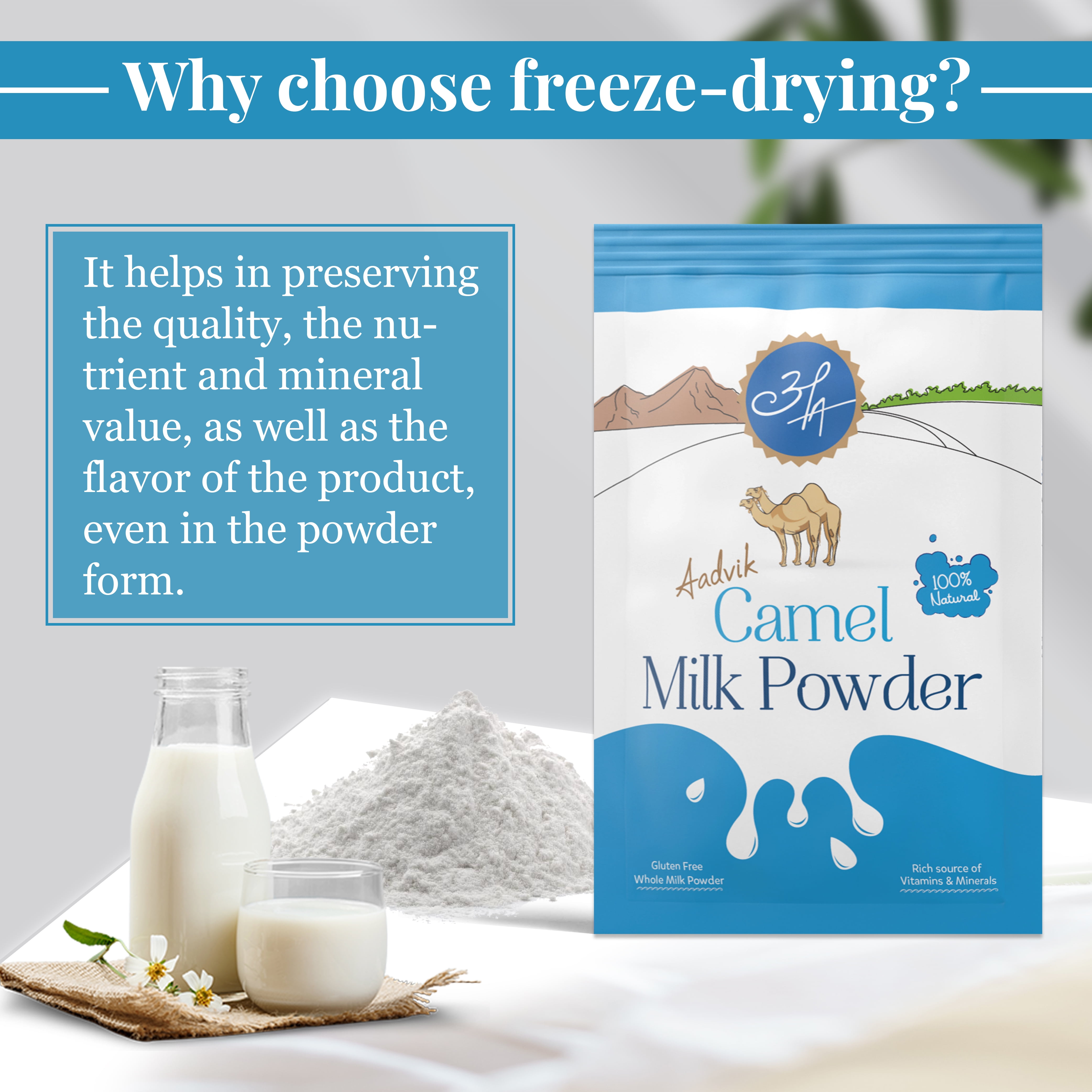 Aadvik Camel Milk Powder | Freeze Dried | Pure and Natural | 20g x 10 sachets | 200 GMS