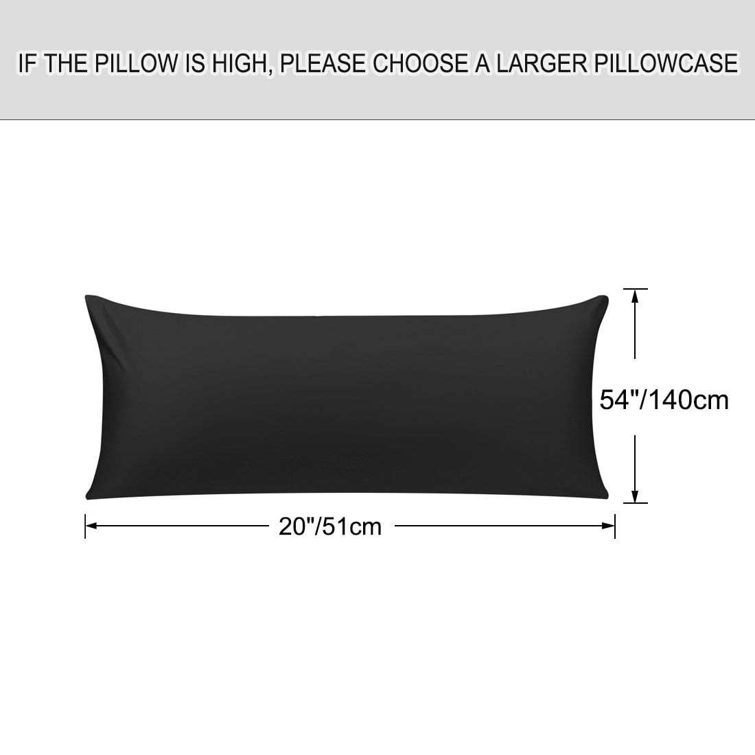 Unique Bargains Pillowcases 2 Pack 100% Cotton Body Pillow Covers Black 20" x 54"