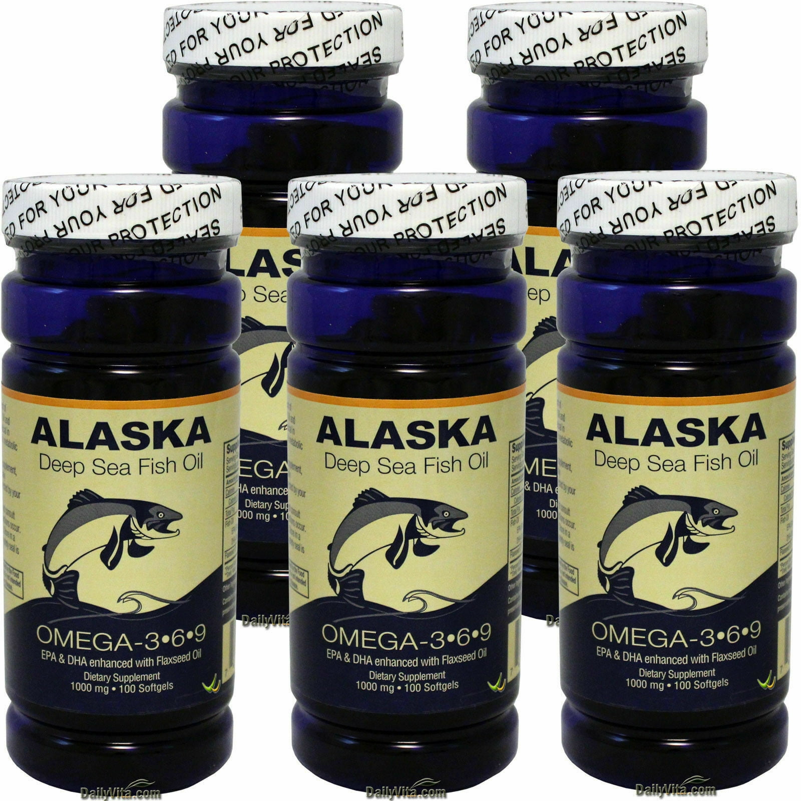 Meenemen Gemeenten Actief 5 x Alaska Deep Sea Fish Oil Omega-3,6,9, EPA/DHA Flaxseed Oil, FRESH, FREE  SHIP - Walmart.com