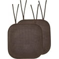 thumbnail image 2 of Elegant Comfort Chair Cushion Covers with Ties and Non Skid Rubber Backing-Thick Memory Foam - Soft Cushion Pad- Rounded Square Seat Cover-16 x 16 Inches- Honeycomb Textured Pattern, Set of 2, Brown, 2 of 7