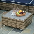 thumbnail image 3 of Topcobe 7-Piece Outdoor Rattan Sofa Set, Stylish Blue Wicker Chatting Furniture with Cushions, Pillows, and Side Table, Perfect for Patio, Deck, Garden, 3 of 13