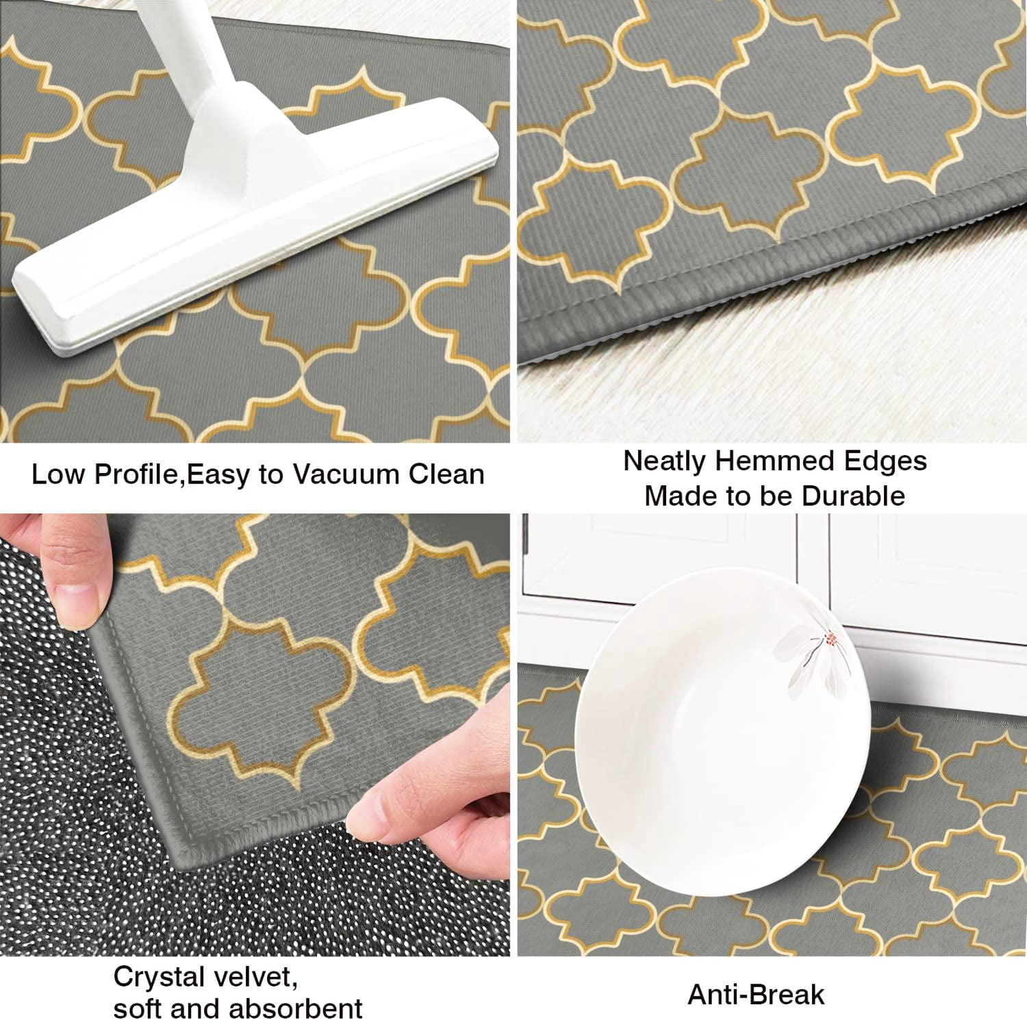 Kitchen Rugs Kitchen Mat Set of 2 Kitchen Rug Non-Slip Kitchen Rugs and Mats Floor Mat Doormat Runner Rug for Kitchen, Laundry, Living Room, Bedroom, Bathroom, Front Door