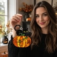 thumbnail image 2 of Halloween Decorations-Stained Glass Style Halloween Acrylic Hanging Decor,Black Cat On Pumpkin Decor,Colorful Acrylic Pendant for Window Home Fall Party Decor Halloween Gifts, 2 of 4