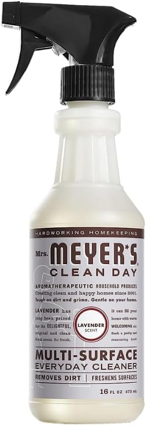Mrs. Meyer's Clean Day Lavender Scent Variety, 1 Room Freshener 8 oz, 1 Liquid Dish Soap 16 oz, 1 Liquid Hand Soap 12.5 oz, 1 Multi-surface Cleaner 16 oz