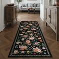 thumbnail image 4 of BERTHMEER 2'x6' Washable Runner Rugs for Hallway Bathroom Bedroom Entryway Kitchen Non Slip Black Floral Vintage Oriental Traditional Flower Runner Rugs, Multicolor, 4 of 7
