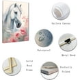 thumbnail image 2 of ZHONGYUTONG Horse Canvas Wall Art White Horse Pink Flowers Picture Prints Romantic Elegant Artwork Western Animal Portrait Paintings Home Office Decor Framed (12.00" x 18.00"), 2 of 5