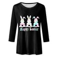 thumbnail image 4 of DHFJKG Happy Easter T Shirts For Women Bunny Print Graphic Tee 3/4 Sleeve Casual Round Neck Loose Fit Top For Holiday Celebration Stylish Tops, 4 of 4