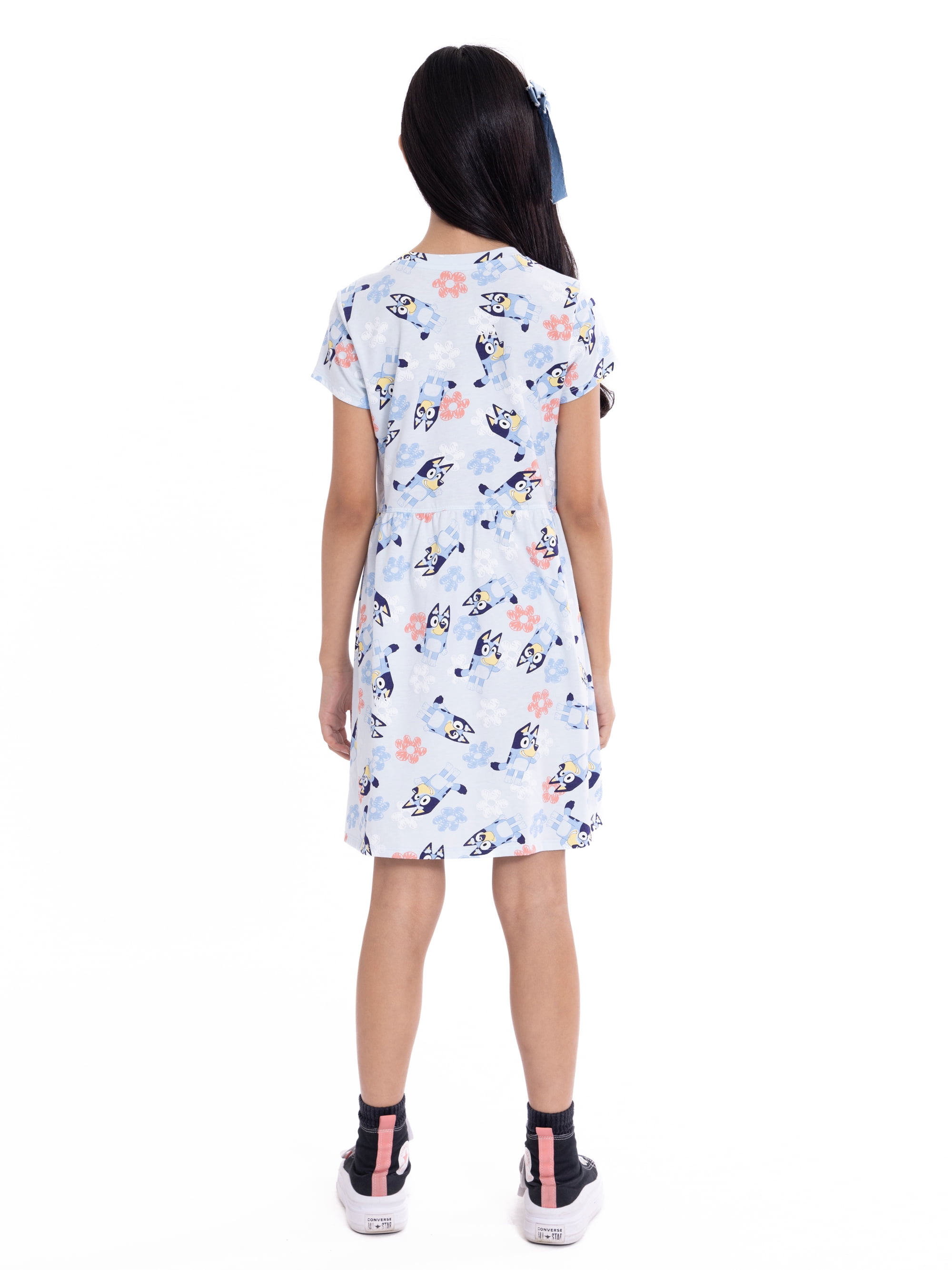 Bluey Girls Dress with Short Sleeves, Sizes XS-L