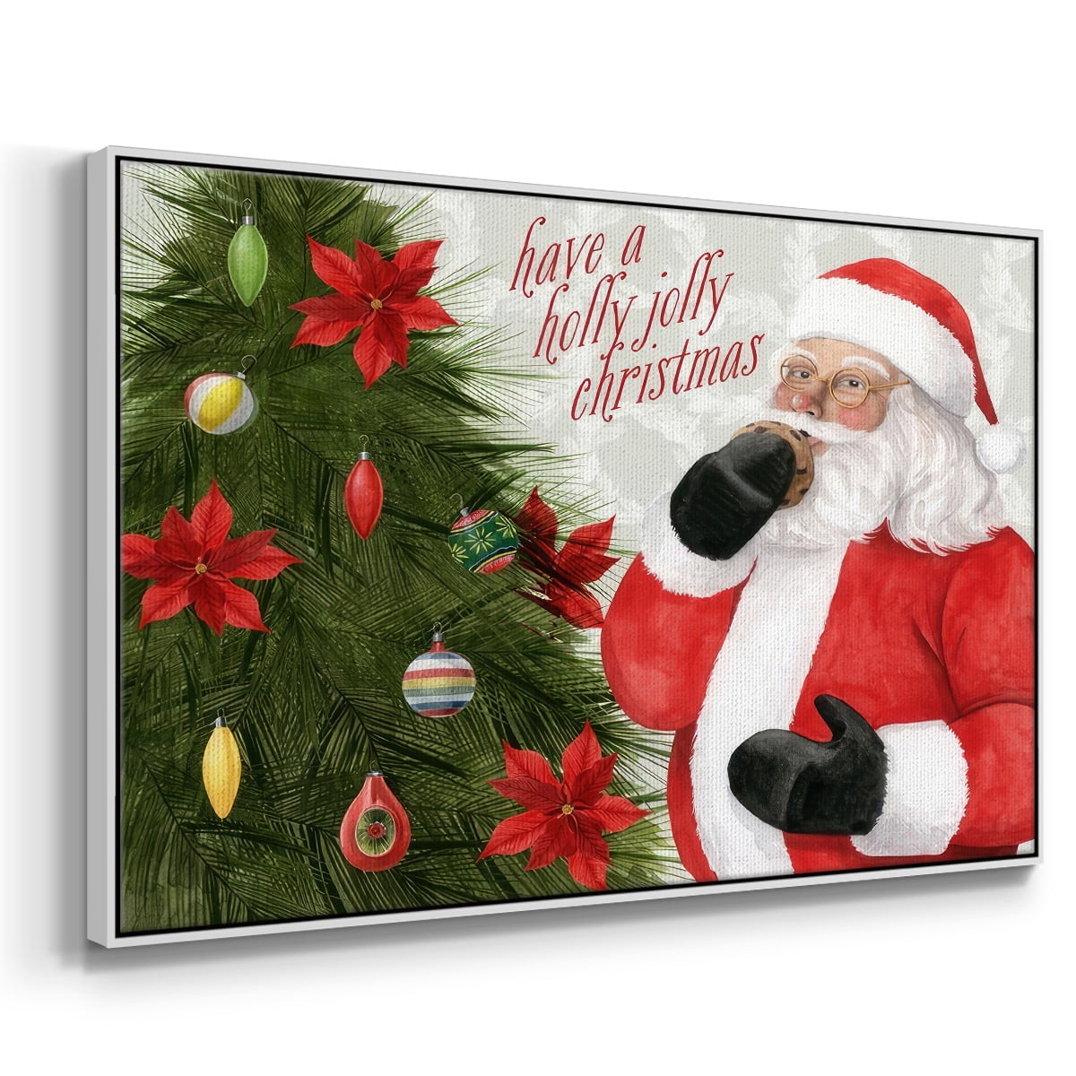 Arose Such a Clatter Collection A - Framed Gallery Wrapped Holiday Canvas - 27 x 41 - White Frame