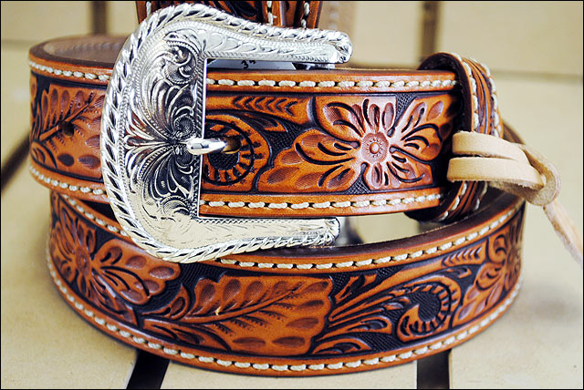 Tony Lama Camouflage Leather Belt with Gold Buckle Tony Lama Leather Belt – CowboyShop.com main image 3