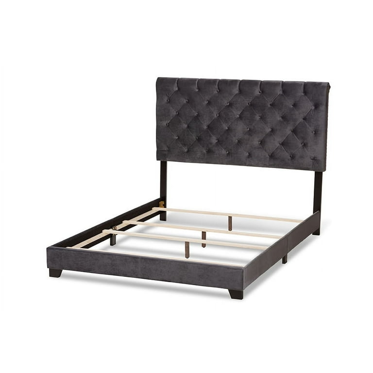 Baxton Studio Candace Luxe and Glamour Dark Grey Velvet Upholstered Full Size Bed Baxton Studio Candace Luxe and Glamour Dark Grey Velvet Upholstered Full Size Bed