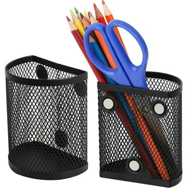 NOGIS Magnetic Pencil Holder - Locker Accessories, 2 Pack Magnetic Pen Holder for Refrigerator for Home and Office, Black