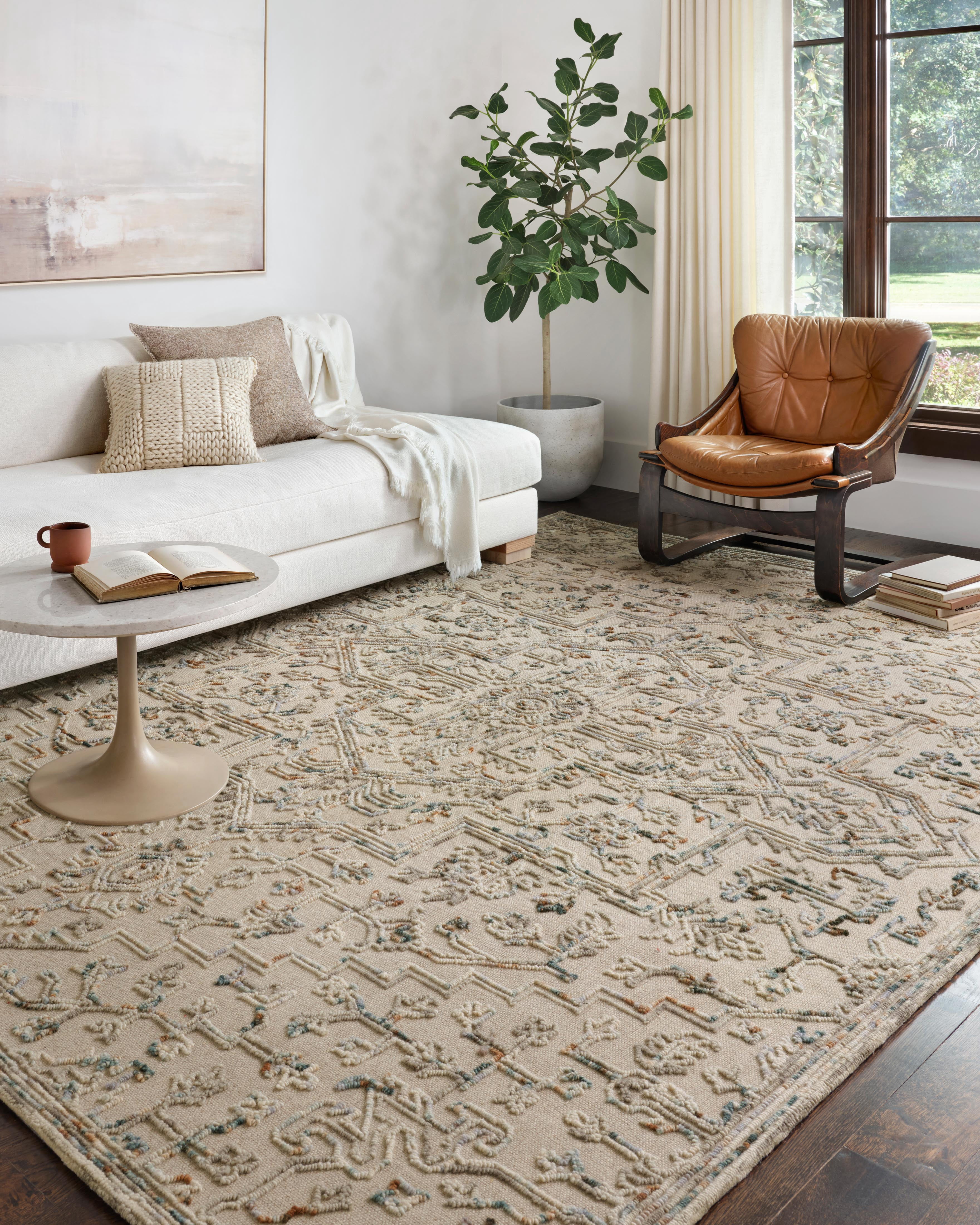 Loloi Halle HAE-01 Floral Grey / Ocean Area Rug 18" x 18" Sample