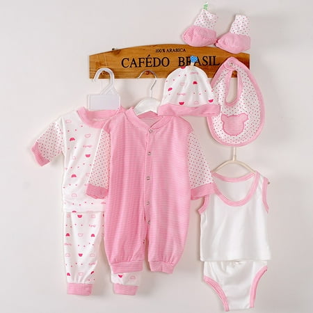 

Cathalem Mom And Baby Matching Shoes Shose+Romper Baby Set 8PCS Boy Tops+Hat+Pants +Bib+Sock Girl Outfits Little Girls Clothes Pink One Size