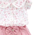 thumbnail image 5 of IFNWSV Girls Summer Outfits 2 Piece Floral Print Short Sleeve Casual Pan Collar Top and Bow Shorts Set Pink 3-4 Years, 5 of 6