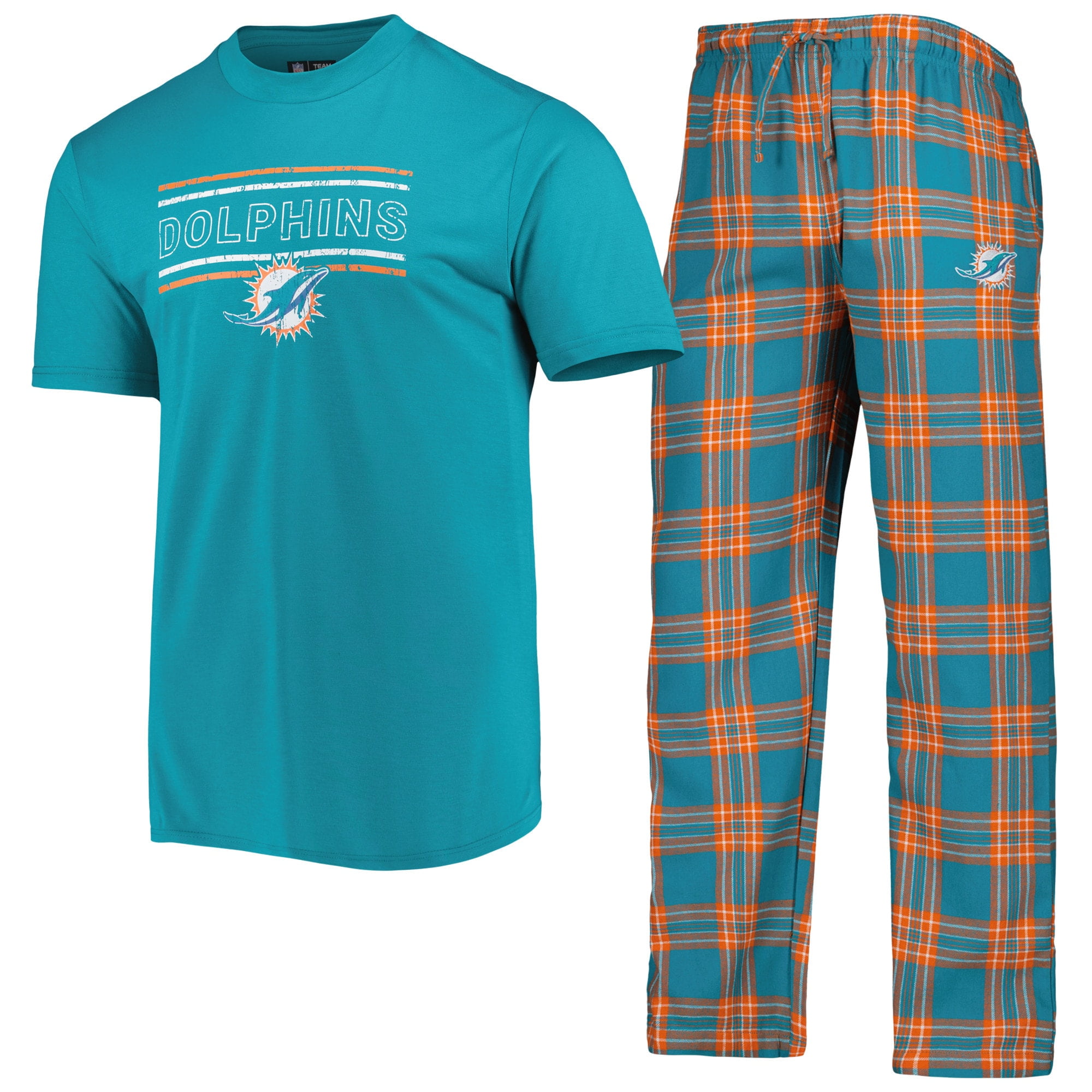 Mens Concepts Sport AquaOrange Miami Dolphins Badge Top Pants Sleep Set in Guatemala at GTQ 1167 Rating 5