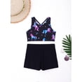 thumbnail image 5 of inhzoy Kids Girls 2 Pieces Crop Top Bottoms Gymnastics Leotard Yoga Sets Dark Night Black 10, 5 of 6