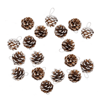 Yyeselk 9cm 8Pieces Pine Cones for Christmas Tree Christmas Pine Cones  Ornaments Frosted Pine Cones Decorations Mini Pine Cones Xmas Pinecones  with String Pendant Crafts for Winter Farmhouse Party 