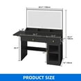 thumbnail image 2 of Dextrus Makeup Vanity Desk, Vanity Table with Large Mirror and LED Light & Charging Station, Black, 2 of 9