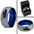 thumbnail image 4 of Tungsten Battlefield Military Tank Band Ring 8mm Men Women Comfort Fit Blue Dome Brushed Gray Polished, 4 of 4