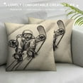 thumbnail image 3 of MLJA Throw Pillows Cover Winter Ski Snowboard Board Sketch Sports Recreation Drawing Equipment Extreme Snow Jumping Cushion Case for Fall Home Decor, 3 of 5