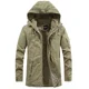thumbnail image 4 of Chaqueta militar cortavientos con capucha, informal, nueva, de invierno 2024, cálida, estilo universitario, para hombre, chaquetas tipo parka, abrigo grueso de algodón lavado para hombre, 4 of 5