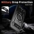 thumbnail image 4 of Case for Google Pixel 9A,Military Grade [Built-in Kickstand][Compatible With MagSafe] Magnetic Rotate Ring Holder Heavy Duty TPU+PC Shockproof Drop Protect Phone Case,Black, 4 of 5