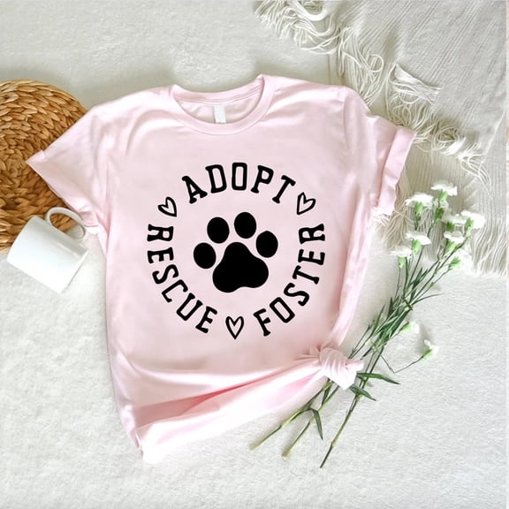 Adopt Rescue Dog Paw Print T-Shirt: Animal Lover Gift All Size S-5Xl