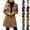 Dark Blue 1, variant on Mid-Length Warm Wool Blend Coat for Women Plaid Print Fall Peacoat for Casual Lapel Single Breasted Coat