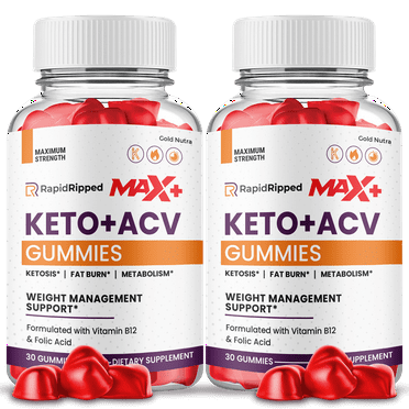 (2 Pack) Rapid Ripped Max   Keto ACV Gummies, Apple Cider Vinegar, Max Strength, 2 Month Supply Dietary Supplement, Made in USA